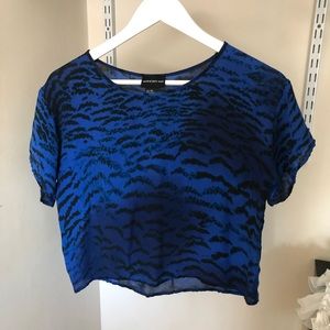 Aritzia Blue crop top blouse